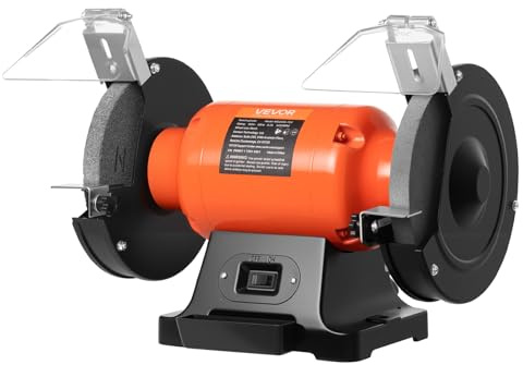 VEVOR Bench Grinder, 8-inch Single Speed, 3450RPM High-Speed Table Grinders with 750W 6.2A 1.0Hp Induction Motor, 36/60-Grit Grinding Wheel & Adjustable Eye Shield for Fast Sharpening Grinding