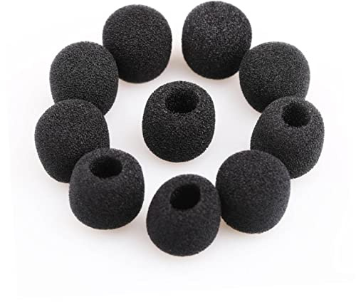 SUPVOX 10 pezzi Cappucci Antivento per Microfono Lavalier in Schiuma Nera Copertura Antipop per Microfoni Wireless Lapel Protezione Vento e Umidità