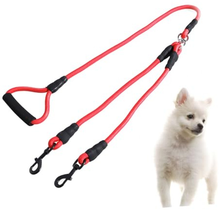 TOYANDONA Cordone per Cani Doppia Testa Cordone da Trazione per Esterni Pratico Cintura da Addestramento Creativa Forniture per Animali Domestici Rosso