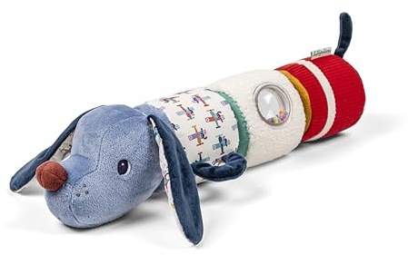 Lilliputiens – Rullo sonoro 4 in 1 con sonagli e cilindri da assemblare - Giocattolo educativo per neonati Jules il cane – Stimola la motricità e i sensi – A partire dai 6 mesi – Blu – 34 cm - 83629