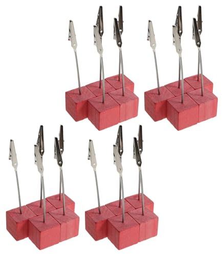 LOORGVEL 20 Piezas Soportes de Madera para Tarjetas y Memos con Clip Metálico Resistente de Unidades para Bodas Oficina Eventos Organización de Mesas y Notas Rápidas