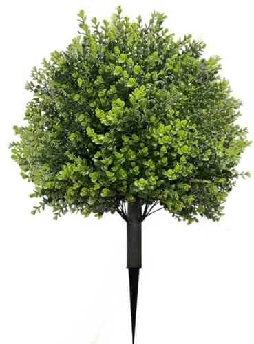 Whychstore Árbol de bola de boj artificial, arbusto de vegetación sintética con estaca para decoración de jardín, 60 cm, arbusto falso para exteriores
