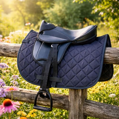 Brama West - Conjunto de silla de montar para caballo de madera My Happy Pony | Silla de montar para shetty, caballo de madera y caballo de peluche | con sudadero, cincha, estribos y aciones (Negro)
