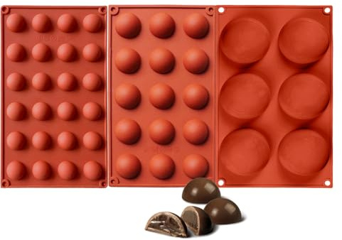 Joyeee Moldes de huevo para hornear, 3 moldes de silicona para huevos pequeños, tamaño mediano, de fácil liberación, para tartas de queso, gelatina, chocolate, huevo, para horno, apto para
