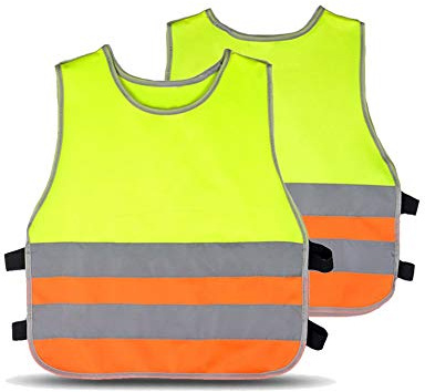 HYCOPROT Bambini Bambino alta visibilità riflettente giubbotto di sicurezza giacca da lavoro bambino giacca gilet 2 band cinghie elastiche (L, multicolore)