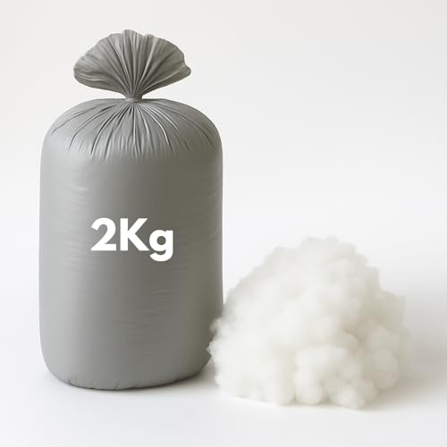 BeddingHome Luxury White Fluff Hollow Fibr Bed Pillow Filling 2kg | Virgin Polyester Bed Cushion Stuffing for Crafts | Washable Bed Cushion Bean Bag Filling for Sofa (2KG)