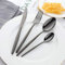 Buyer Star 4-teiliges Schwarzes Besteck-Set, Besteck mit Gabel, Löffel, Messerservice für 1 Person, spülmaschinenfest, leicht zu reinigen