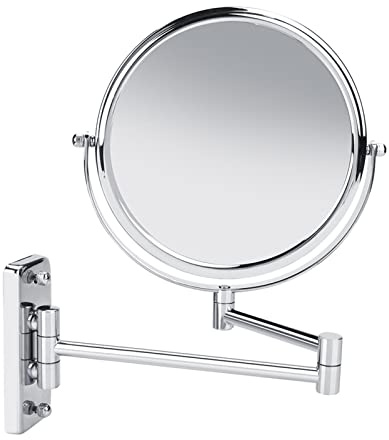 Nikou dubbelsidig svängbar väggmonterad sminkspegel – 20 cm, 3 x förstoring, elegant silverfinish – perfekt för din skönhetsrutin