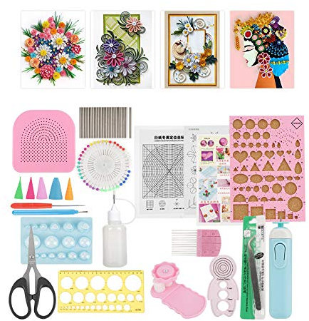 ZLXHDL 24-teiliges Quilling-Werkzeugset – Komplettes DIY-Papierquilling-Set mit elektrischem Quilling-Stift, Crimper, Pinzette, Schablonen & mehr – Ideal für Anfänger & Fortgeschrittene