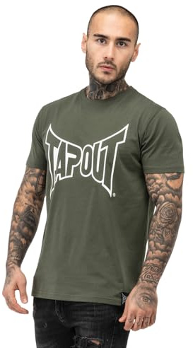 Tapout Herren T-Shirt Lifestyle Basic Tee Normale Passform, Olive/Ecru, L