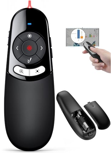 Présentateur numérique, USB C, sans fil, 2,4 GHz, PowerPointeur pour présentations avec Spotlight/Loupe/Pointeur Numérique/Physique pour Windows 8/10/Mac SO 11.12/LCD/LED