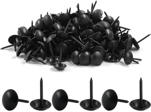Piutouyar 200 Pcs Black Upholstery Tacks Antique Thumb Tacks, 9 x 15mm