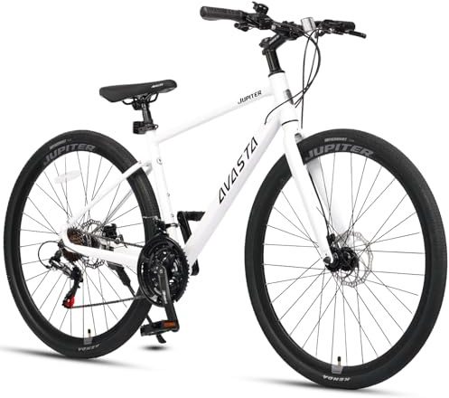 AVASTA Rennrad für Erwachsene, 700C-Räder,21-Gang-Schaltung, Fahrrad mit Starrgabel und Doppelscheibenbremse für Männer und Frauen, 50 cm, Weiß