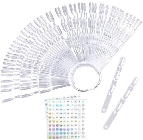 FENQURO 150 Pièces ongle, nuancier ongles, Nuancier Ongle, Presentoir Ongles Cartes de Couleur Montrer Forme D'éventail, Presentoir Ongles, Palette Maquillage Vernis à Ongles, Transparentes
