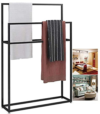 Moderno portasciugamani in metallo con barra per pavimento del bagno, autoportante, squisito, mensole da bagno, stand da solo (65 x 20 x 110)