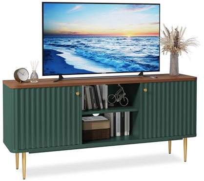 MROJISC TV-Schrank-Fernsehschrank Holz Fernsehtisch mit 2 Türen Lowboard für Fernseher TV-Regal für Wohnzimmer, Esszimmer, Schlafzimmer, Moderne Stil