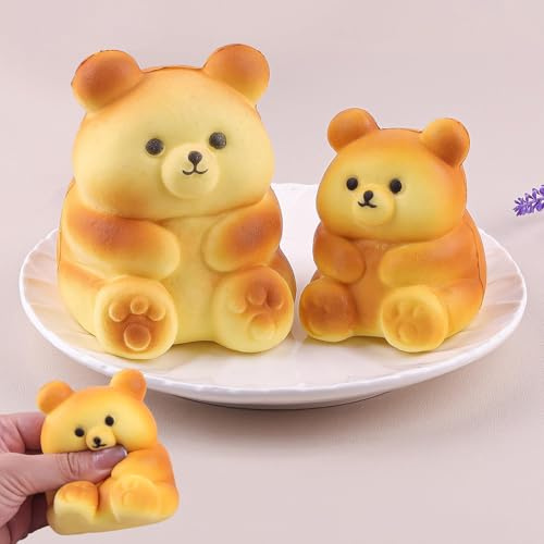 Anboor 2 pezzi Squishies Giocattoli per bambini Orso Slow Rising Animali Schiuma Squishys Jumbo Animale Stress Quetschies Dolce Giocattolo da schiacciare