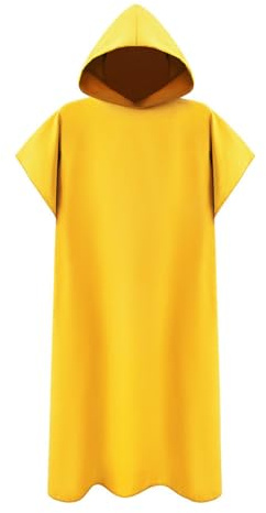 Highdi Poncho Toalla de Surf con Capucha, Poncho Toalla de Microfibra para Adulto Hombre Mujer Bata de Baño con Capucha Ligero y Secado Rápido para Natación Playa Surf (Amarillo,88 * 110cm)