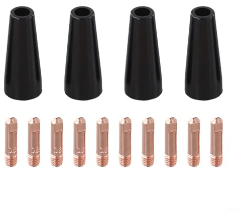 Pumixiy Flux Core Kit de buses pour soudage MIG 14AK sans gaz 0,6 mm 0,8 mm pour torche MB14 MB15 MIG Accessoires Embouts conducteurs en cuivre