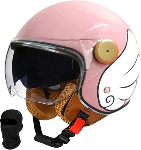 3/4 scooterhjälm, retro motorcykelhjälm, jethjälm med dubbla glasögon, komfortfoder, med ECE/DOT-godkännande, motorcykelhjälm, halvskal för vuxna, män, kvinnor
