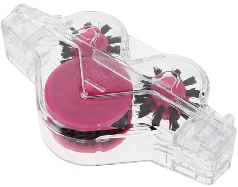 Healeved Limpiador de Cadena de Bicicleta Portátil sin Manos, Herramienta de Limpieza Cepillo para Cadenas de Montaña y Carretera, Dispositivo Transparente Rosa para Mantenimiento