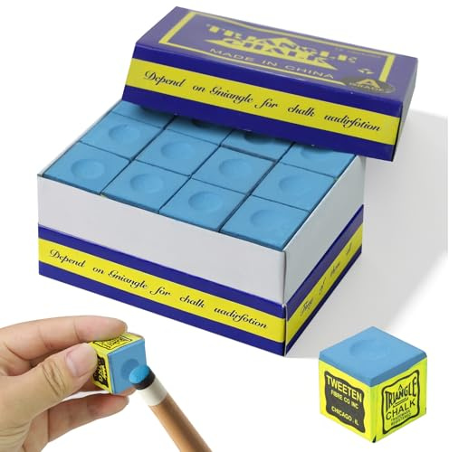 Yuyueda 24 Pcs Blue Pool Cue Chalk, Premium Snooker Chalk for Enhanced Grip & Accurate Shots, Billiard Chalk Set for Players And Enthusiasts