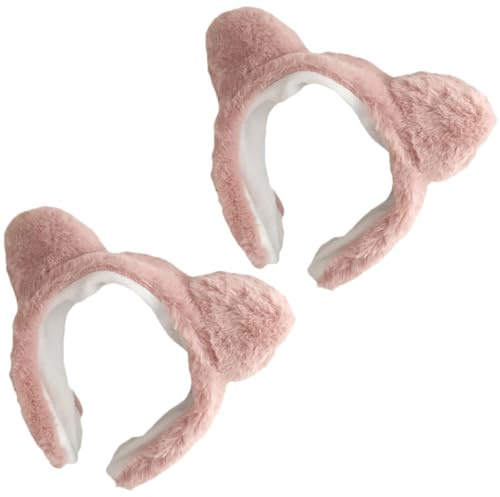 Alipis Bandeau de Bain Doux et Confortable, Évite L'eau Cheveux, 2 Pièces en Peluche Oreilles de Chat Style Mignon et Illustré pour Spa pour Femmes et Hommes