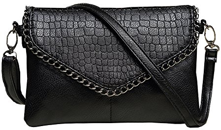WuXingMeiLi 2019 Pequeño cuero Crossbody monederos y bolsos con correa para el hombro para la Mujer Negro Bolso De Hombro Cuero Bolsa De de Mini Para Mujer (Negro)
