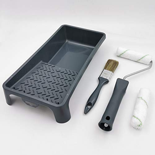 Mako Maler-Set WOW PLUS+ 5-teiliges Lasur-Set - Farbwanne, Heizkörper-Rollerbügel, Ersatzwalze, Flachpinsel