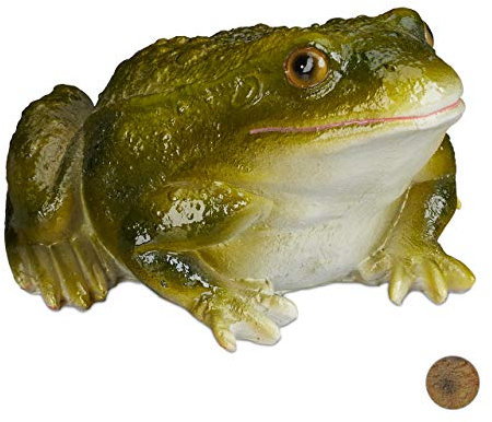 Relaxdays Rana da Giardino Decorativa, Resistente alle Intemperie, per Esterno, Pietra Artificiale, Verde