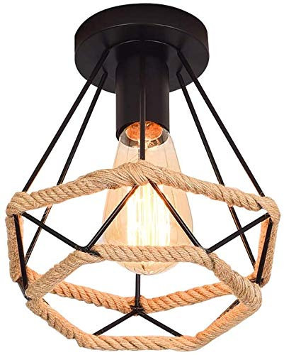 Rétro Vintage Plafonnier Industrielle E27 Noir Lustre Suspension Luminaire Plafonnier métal Suspension éclairage Plafond pour Entrée Couloir Salon Salle Chambre Décorer Maison(20cm)