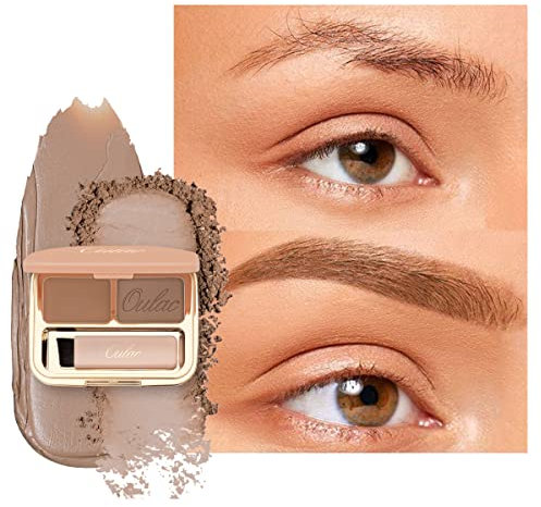 Oulac Light Brown Eyebrow Kit (Powder + Gel), 2 in 1 Colours Fills & Contours Brows with Brush, Mirror, Long Lasting Eye Brow Pomade, WaterProof Eyebrow Gel for Sparse Brows,3.2 g,Golden blonde