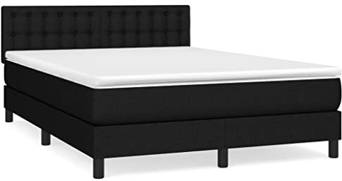 vidaXL Boxspringbett mit Matratze Doppelbett Polsterbett Bettgestell Lattenrost Bett Bettrahmen Hotelbett Schlafzimmerbett Schwarz 140x200cm Stoff
