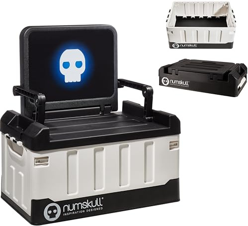 Numskull PS5-Inspired 2-in-1 Toy Storage Box & Folding Chair - Gaming Accessory Organizer with lid and handles for Family Rooms, Official PS5-Inspired Merchandise