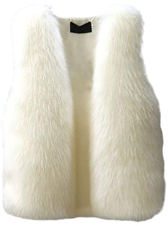 Reheyre Gilet sans manches en fausse fourrure chaude pour femme - Automne et hiver