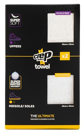 Crep Protect Schuhreiniger Mikrofasertuch - Hochwertige Sneaker-Reinigung für Zwischensohle, Laufsohle und Obermaterial - 2 Größen im Pack