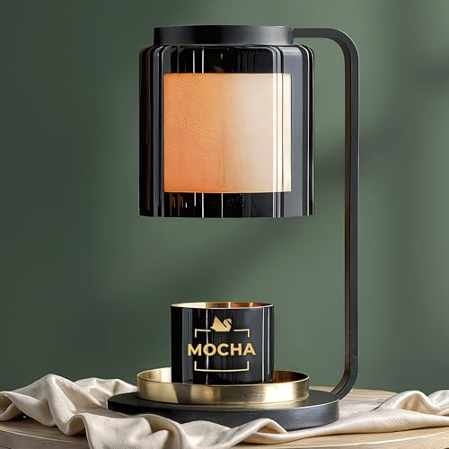 BABLO Lampada riscaldante con timer e dimmer (barattolo di candela alla lavanda incluso), elegante lampada riscaldante con luminosità e timer regolabili, elegante luce notturna e decorazione per la