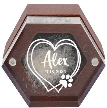 Godchoices Caja personalizada de pelos de perro y gato,Caja de madera grabada,Caja para cenizas de perro y gato,Regalos de condolencias para los amantes de las mascotas