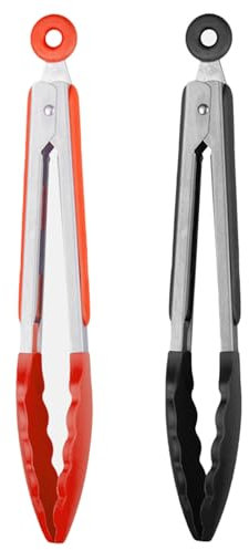 2PC Pince Cuisine,Pince Cuisine Inox,Pince de Cuisine,Pince Alimentaire,Pince Barbecue,en Acier Inoxydable éPais et Embouts en Silicone Sans BPA-IdéAle pour la Cuisson,le Barbecue-9inch