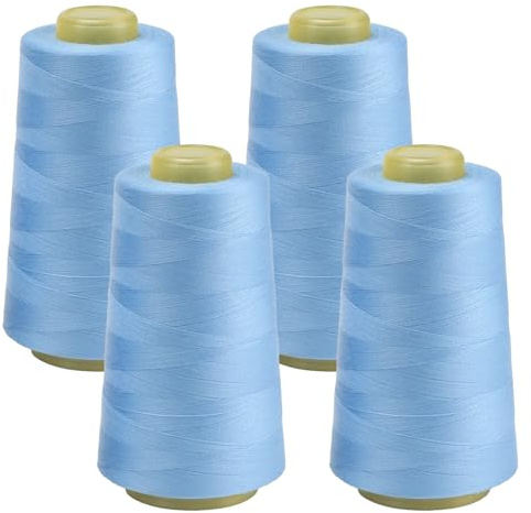 FOGAWA 4 rouleaux Fil à coudre 40S/2, 3000 yards Bobines de Fils à Coudre en Polyester, fil surjeteuse pour Machine à Coudre, surjeteuse pour la couture, le Patchwork(bleu 2885)
