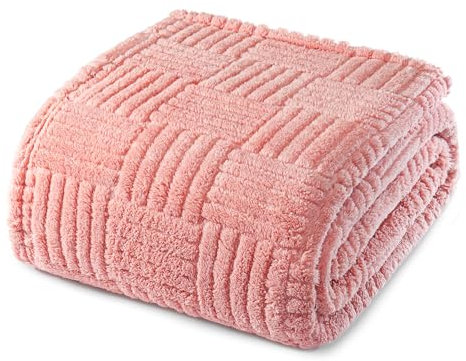 Whale Flotilla Coperta Pile, Coperta Morbida e Calda per Divano e Letto Singolo, Matrimoniale, con Motivo Jacquard Decorativo per Tutte le Stagioni, 220 x 240 cm, Rosa