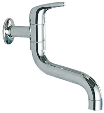 XSDSM Rubinetto a Muro Cucina Solo Acqua Fredda Girevole a 180° Prolunga per Tubo di Scarico Inferiore Maniglia Singola Foro Singolo G1/2, Cromato