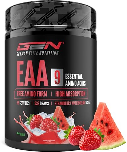 Polvo de EAA 532 g (38 porciones) - Los 9 aminoácidos esenciales incl. histidina y BCAA - Fórmula Human Code - Muy soluble - Refrescante bebida de aminoácidos (Strawberry Watermelon)