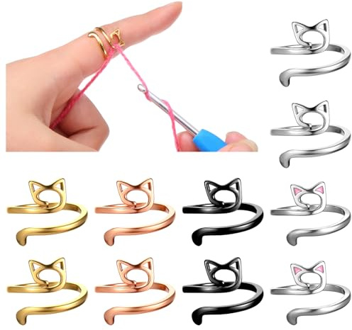Lot de 10 anneaux à crochet - Accessoires de crochet - Anneaux à tricoter - Accessoires réglables - Tressé plus rapide - Accessoires pour crochet - Pour maman et grand-mère (5 couleurs)