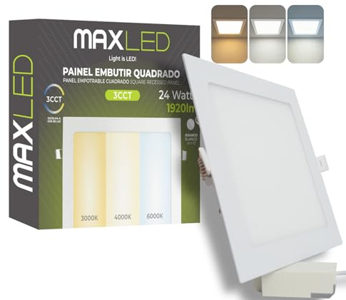 Maxled, Light is Led! Spot Encastrable LED 24W 230V 300mm 1920LM Spots Plafonnier Non Dimmable 3000K-6000K Spots Plats Plafond Luminaires Encastrables Dimensions Du Trou 285mm x285mm Aluminium