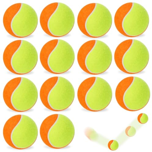 PORFOYO Lot de 15 balles de tennis, balles de tennis, pour débutants, stage, 3 balles d'entraînement, balles d'entraînement pour animaux de compagnie, jeux de sport pour enfants et débutants