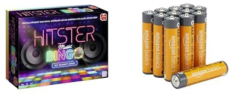 Hitster Bingo, Juego de Cartas Musical [ES], & Pilas AAA Alcalinas Amazon Basics 12 Unidades, 10 años