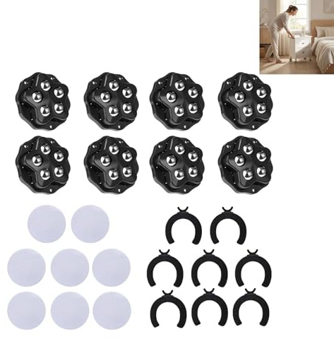 8 Ruedas Autoadhesivas Para Muebles, Con 5 Bolas De Acero Y Freno, Ruedas De 360 Grados, Para Muebles, Utensilios De Cocina, Electrodomésticos, Cajas, Capacidad De Carga De 150 Kg