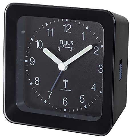 Filius 0522-7 Funk-Wecker mit Blauer Beleuchtung 10x10 cm Schwarz