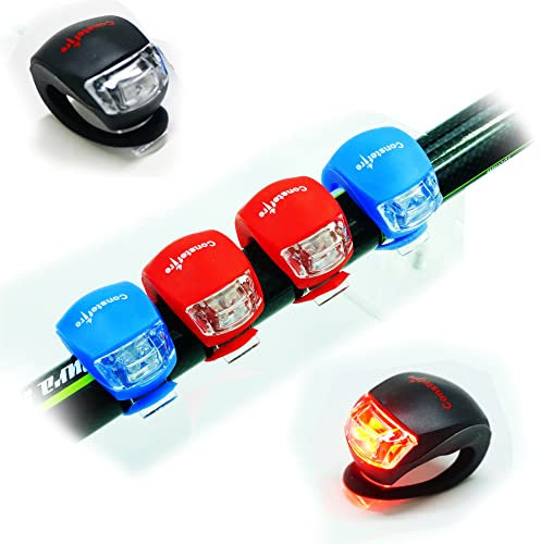 4 Piezas LED Clip-On Silicon Band Luces de Bicicleta Lámpara Luz LED para Bicicleta Super Brillante Luz Bici Frontal y Trasera ，Satisfacción al 100% y ¡Libre de Riesgos!